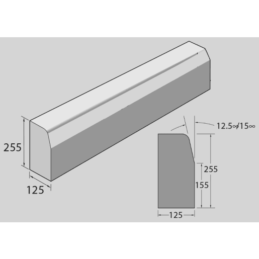 Marshalls Half Battered Straight Kerb 914 x 125 x 150mm Grey