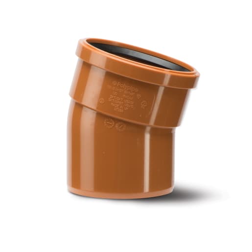 Polypipe Drain 15° Single Socket Bend 160mm Terracotta