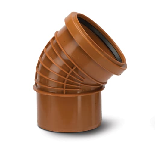 Polypipe Polyrib 45° Single Socket Bend 110mm Terracotta