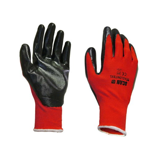 Scan Palm Dipped Nitrile Gloves XL Red