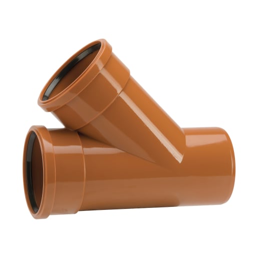 Polypipe Drain 45° Bend Double Socket Junction 110mm Brown