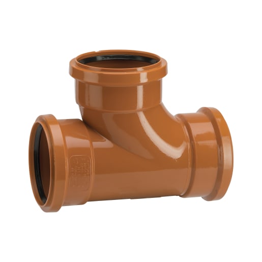 Polypipe Drain 87.5° Triple Socket Equal Junction 110mm Brown