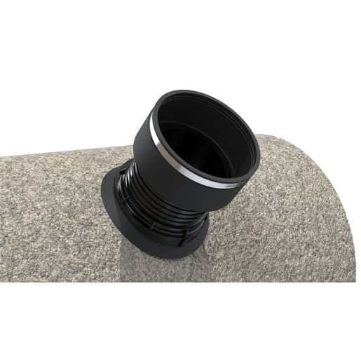 Fernco Lateral Connection for DN150 Pipe into larger Concrete Pipe Black